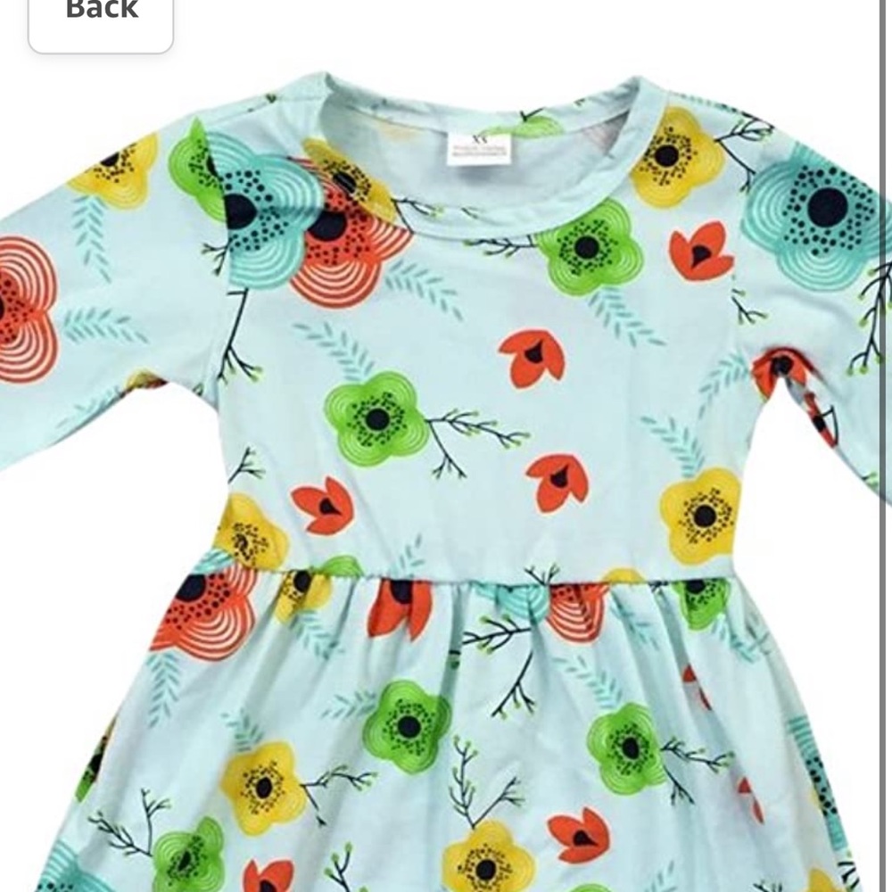 Little girl kids long sleeve floral Easter party summer flower girl dress 2T-8 - Picture 2 of 3